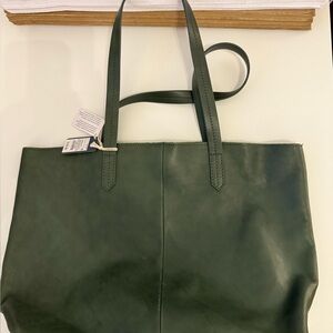 New Elegant Green Leather Tote Bag Dark Green Universal Threads